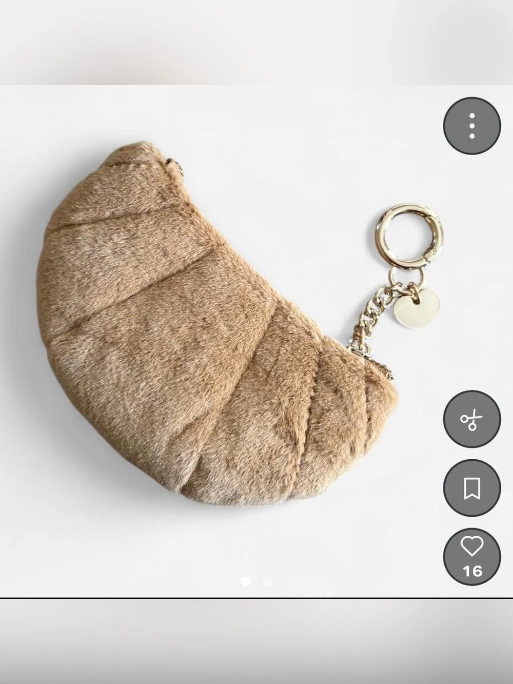 a new day Faux Fur Croissant Coin Pouch in Light Brown with Gold Keyring